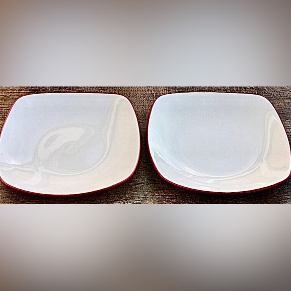 Set of 2 NORITAKE STONEWARE COLORWAVE Raspberry 8034 8.5" Square Salad Plates - Picture 7 of 10